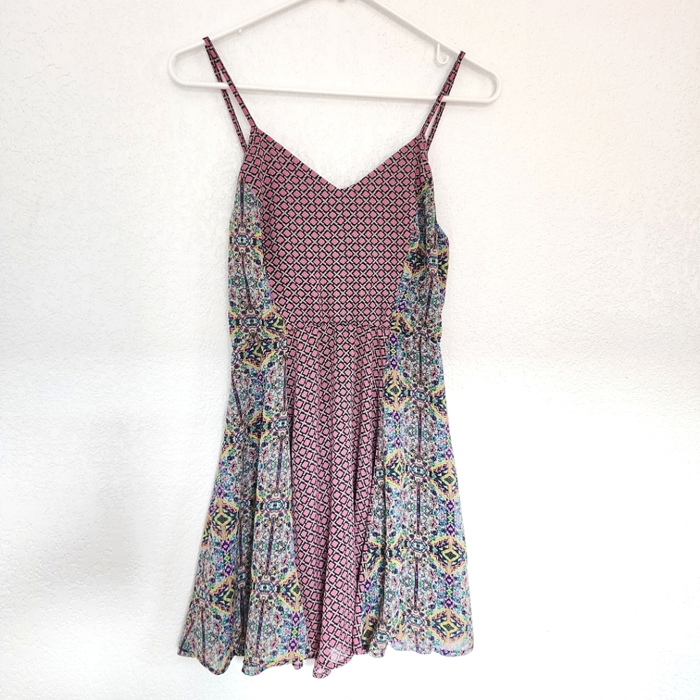 Fire Nordstrom Rack pink colorful mini dress flowy summer Size Xs-S